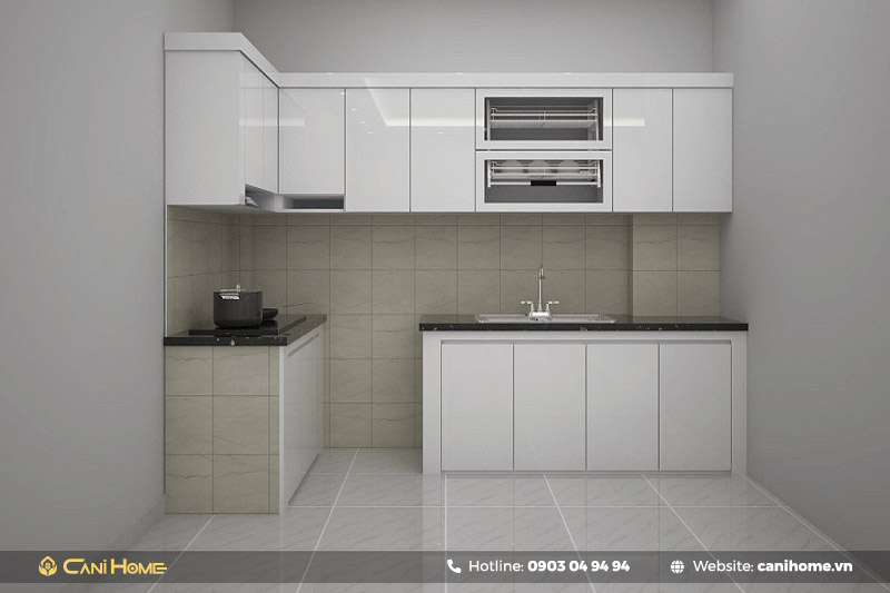 Tủ bếp nhựa cánh phủ Acrylic mini