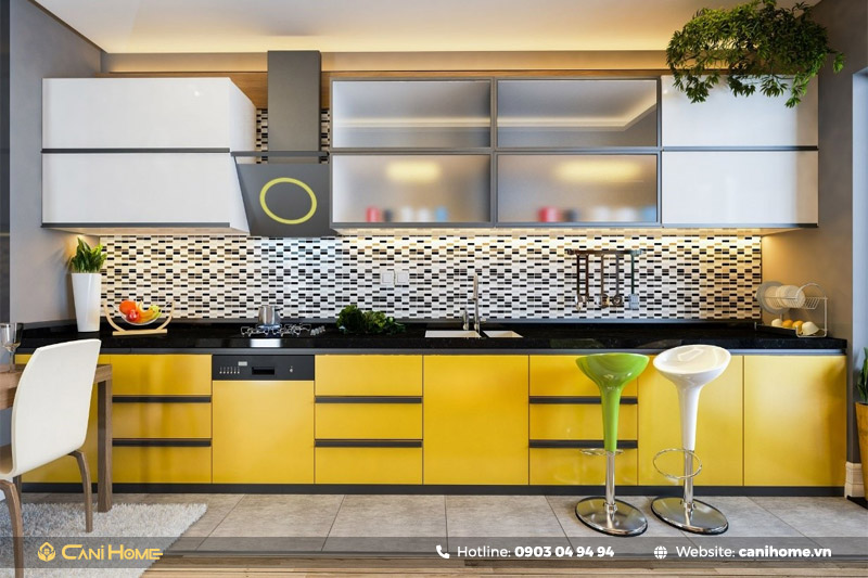 Tủ bếp nhựa Acrylic cánh kính