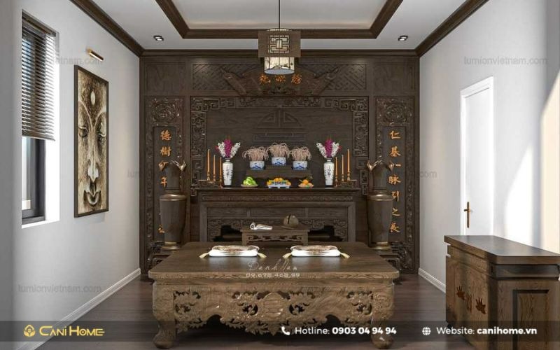cách bố trí bàn thờ phòng khách