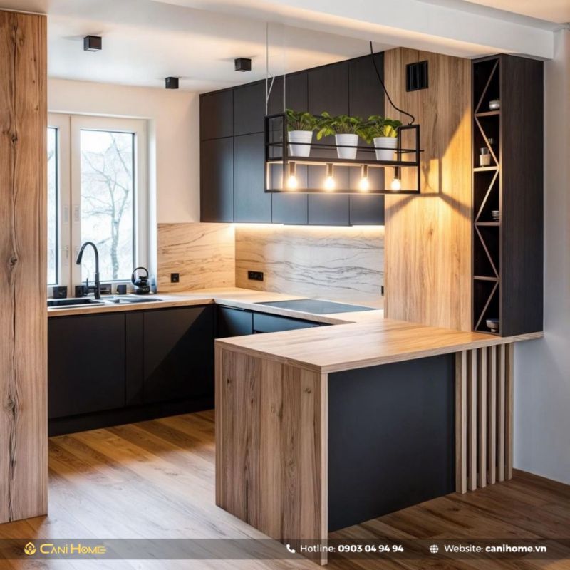 mẫu Tủ bếp gỗ An Cường hợp nhà hướng Tây Bắc