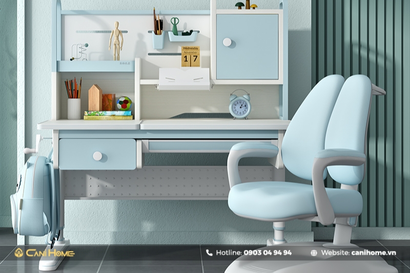 mẫu bàn học sinh cấp 2 kèm giá sách