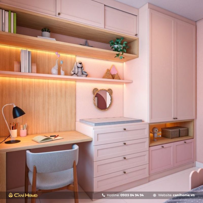 bàn cấp 1 có giá sách