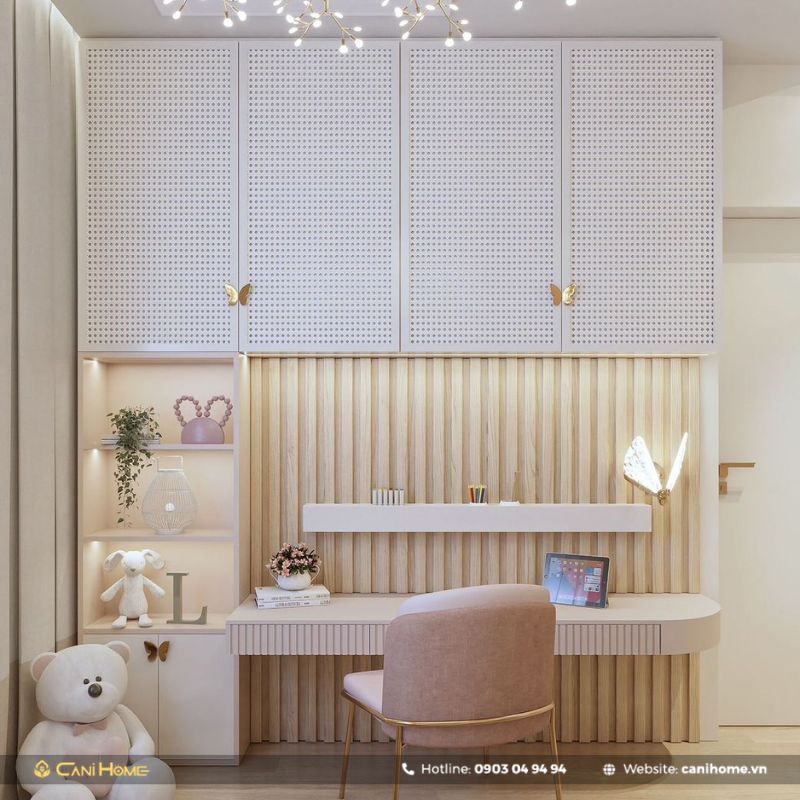 bàn học gỗ tự nhiên có giá sách