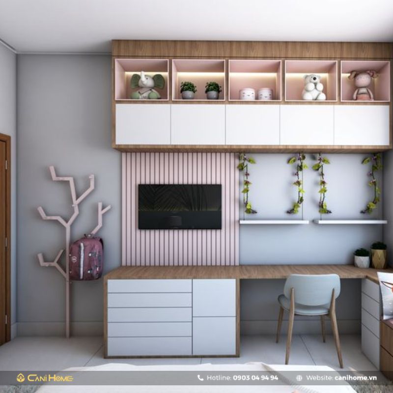 Bàn học cho bé gái cấp 1 có ngăn kéo