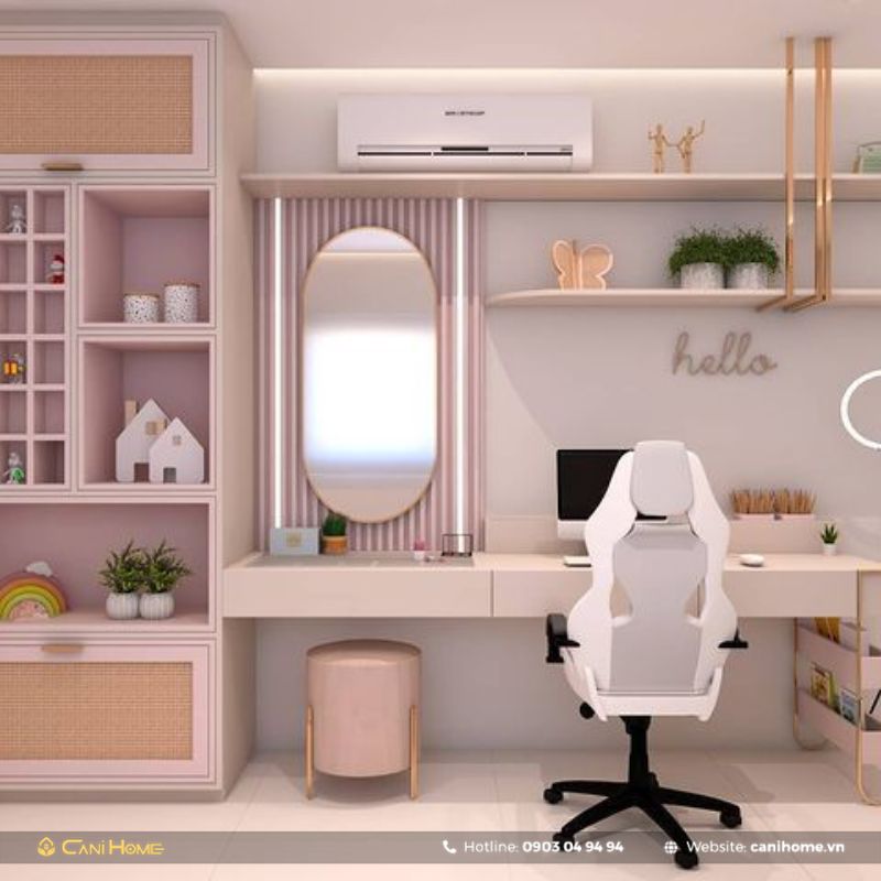 Bàn học cho học sinh cấp 1 hiện đại cho bé gái