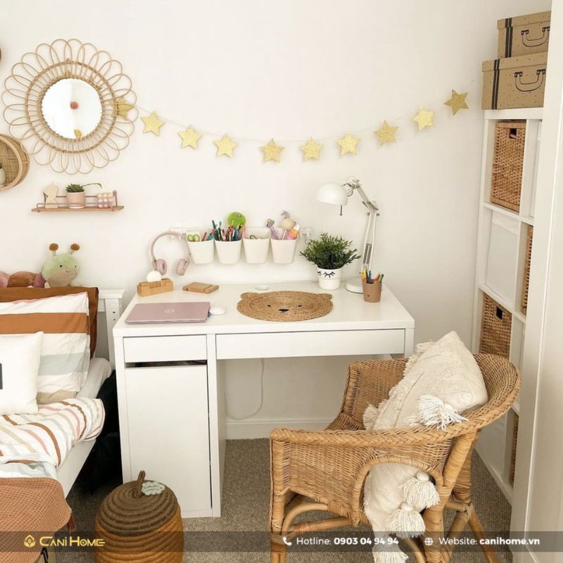 Bàn học gỗ tự nhiên có ngăn kéo đi kèm