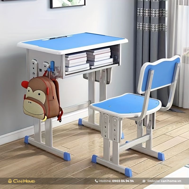 Bàn học sinh cấp 1 với thiết kế gọn gàng