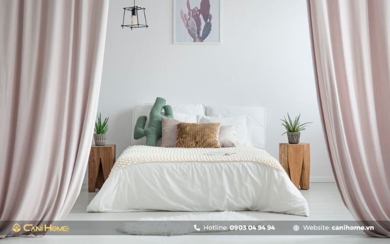 decor phòng ngủ Hàn Quốc đơn giản màu trắng