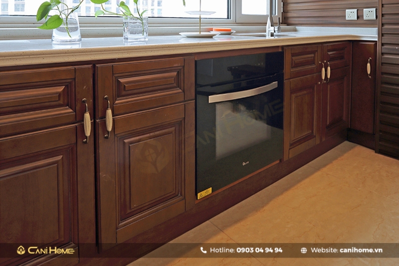 Mẫu tủ bếp nhôm Omega thông dụng Mẫu tủ bếp nhôm Omega thông dụng