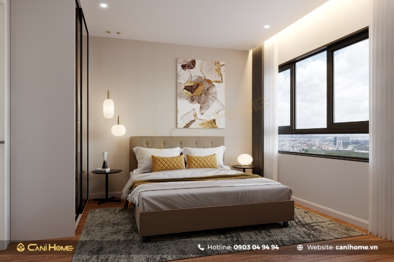 Phòng ngủ được thiết kế với tone sáng mở rộng không gian Phòng ngủ được thiết kế với tone sáng mở rộng không gian