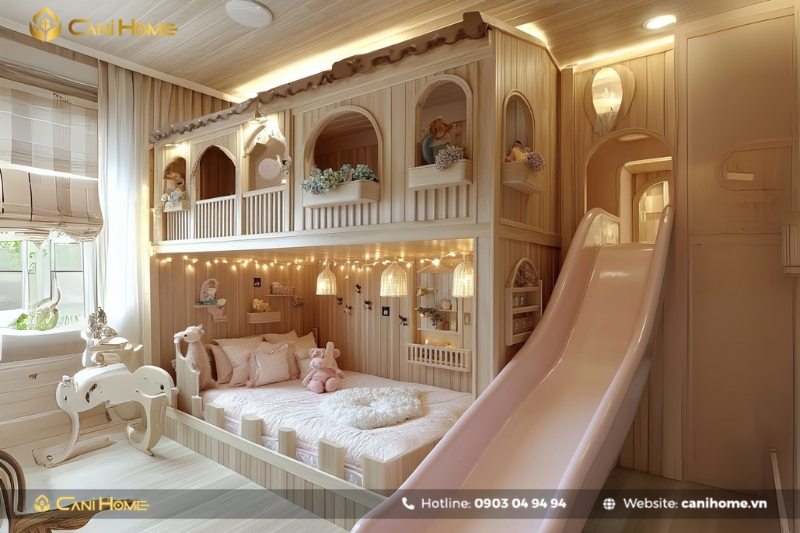 Thiết kế nội thất phòng trẻ em có cầu trượt -1
