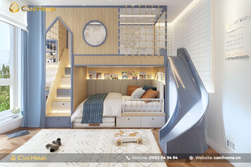 Thiết kế nội thất phòng trẻ em có cầu trượt-2