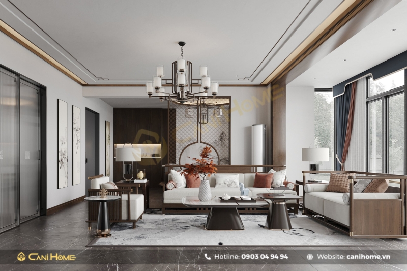 phòng khách theo phong cách Á Đông đương đại-4