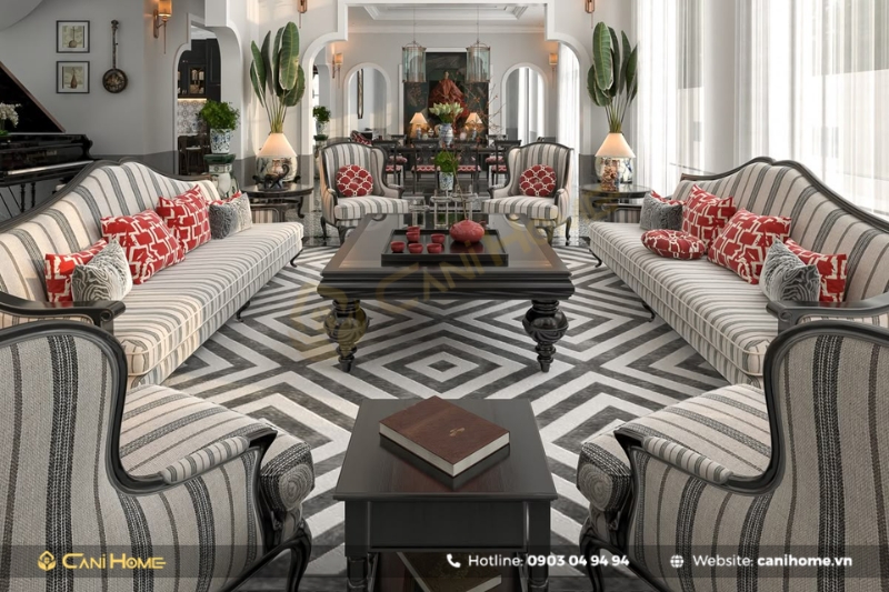 phòng khách theo phong cách Á Đông đương đại-1