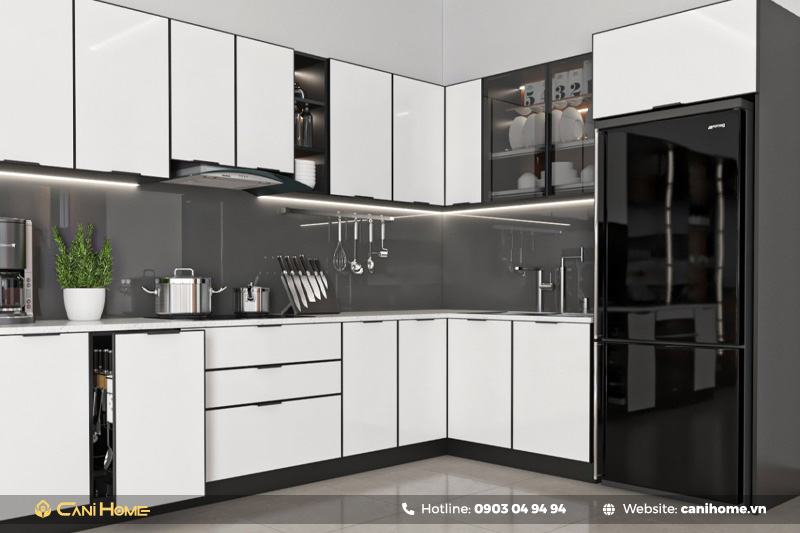 tủ bếp nhôm kính cao cấp giá tủ bếp nhôm kính