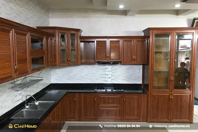 Mẫu tủ bếp nhôm cao cấp Mẫu tủ bếp nhôm cao cấp