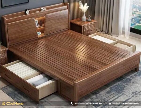 mẫu giường gỗ MDF sang trọng