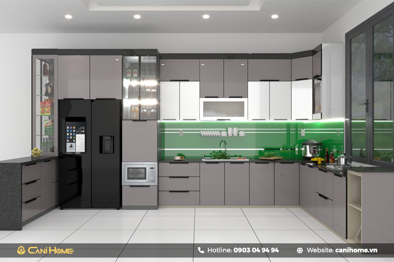 tủ bếp nhôm kính đơn giản tủ bếp nhôm kính đơn giản