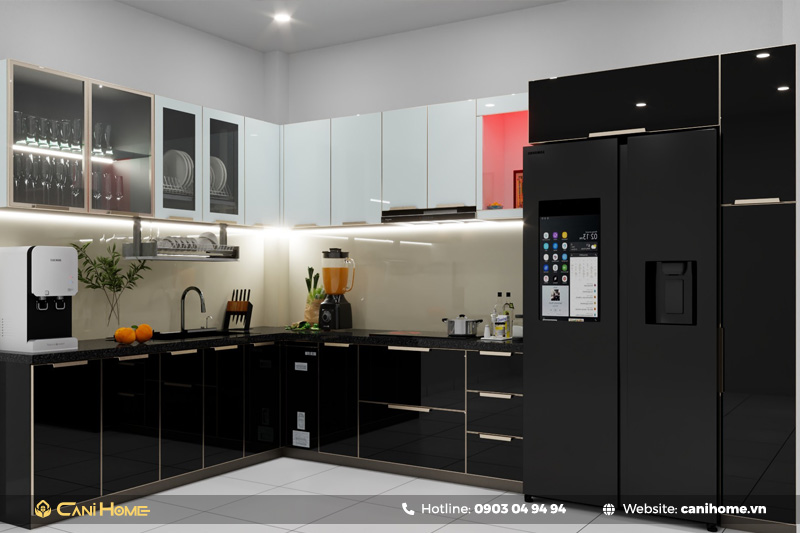 tủ bếp nhôm kính nhỏ