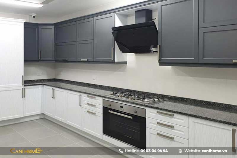 Tủ bếp màu trắng nhôm nội thất Omega