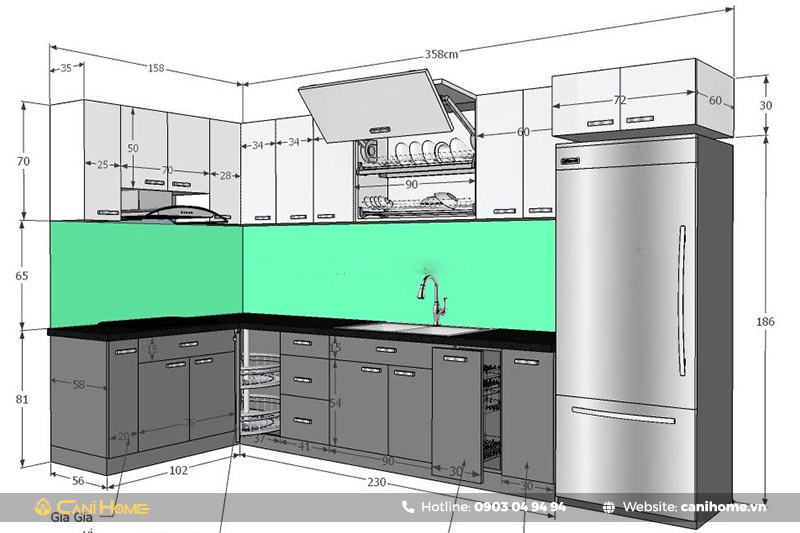 kích thước các ngăn tủ bếp chuẩn kích thước các ngăn tủ bếp chuẩn