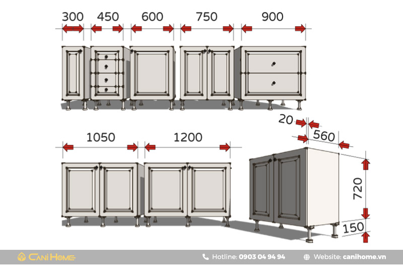 kích thước tủ bếp trên kích thước tủ bếp trên