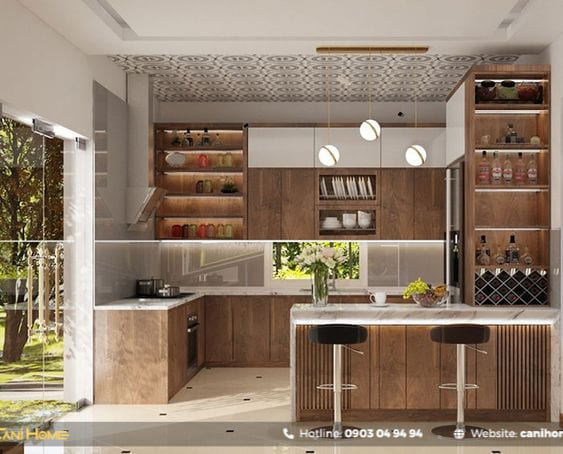 mẫu tủ bếp kết hợp tủ rượu đẹp mẫu tủ bếp kết hợp tủ rượu đẹp