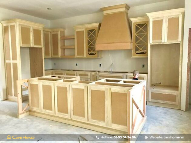 thiết kế tủ bếp gỗ pallet