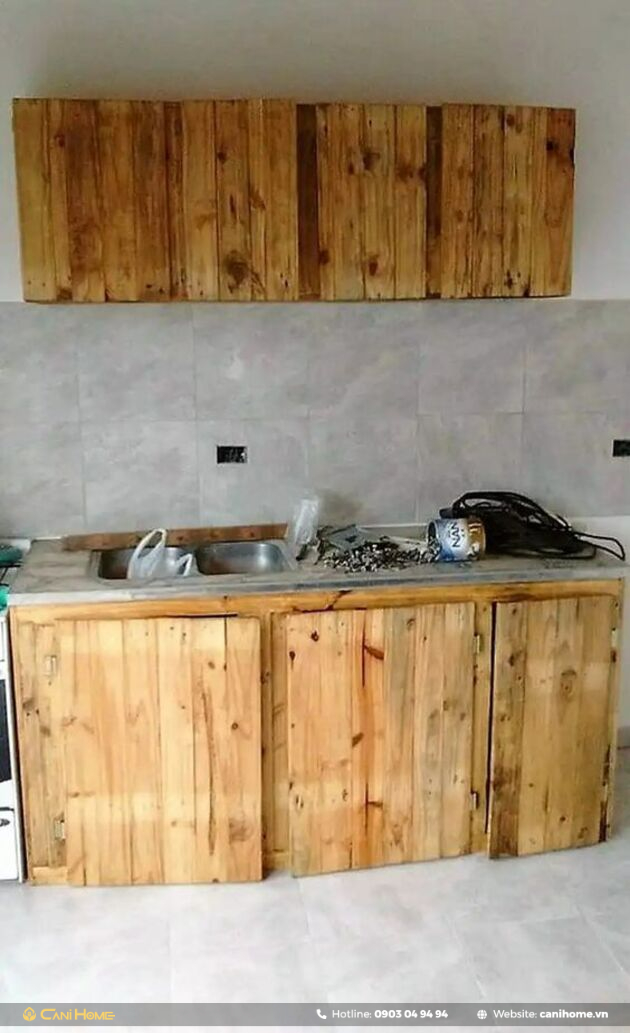 tủ bếp gỗ pallet giá rẻ