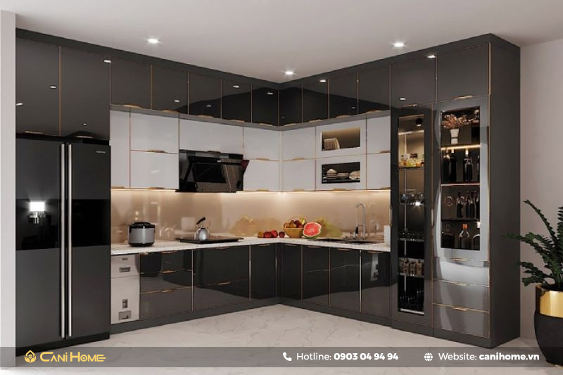 Tủ bếp kết hợp tủ rượu Tủ bếp kết hợp tủ rượu