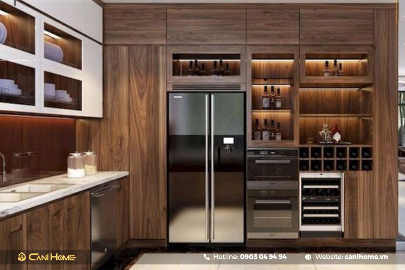 Tủ bếp kết hợp tủ rượu