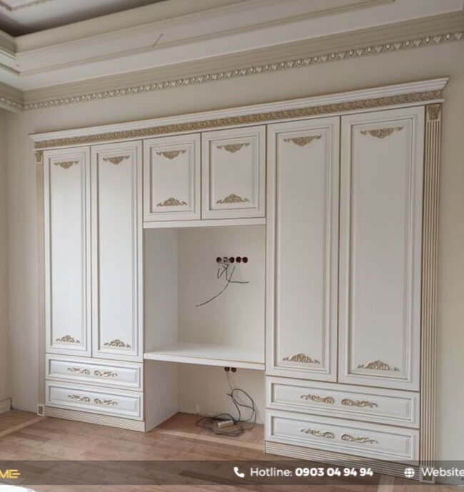 thiết kế phòng ngủ có tủ âm tường