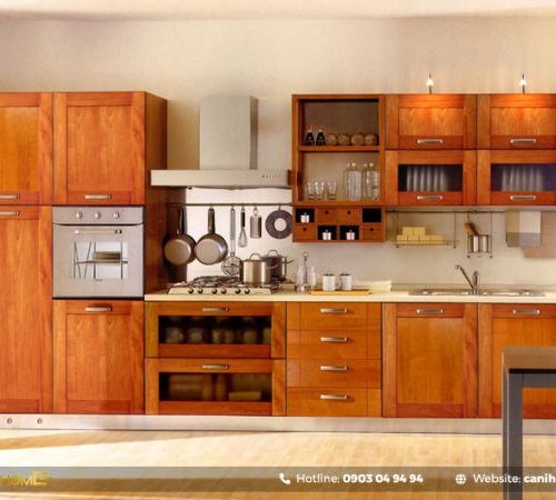 Tủ bếp nhôm Xingfa vân gỗ
