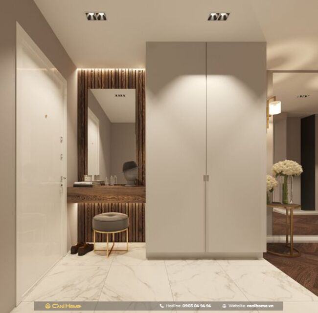 mẫu tủ quần áo kết hợp bàn trang điểm