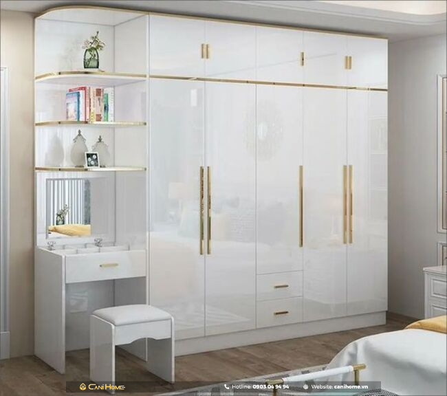 mẫu tủ áo quần liền bàn trang điểm đẹp