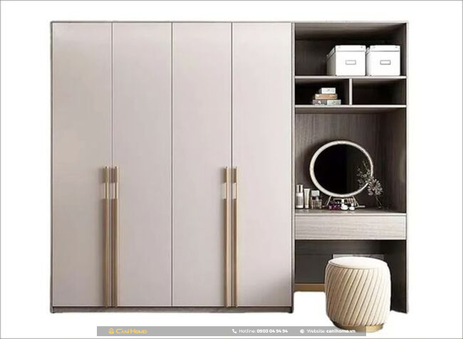 mẫu tủ quần áo kèm bàn trang điểm cao cấp
