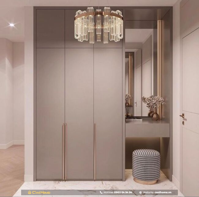 mẫu tủ quần áo kèm bàn trang điểm