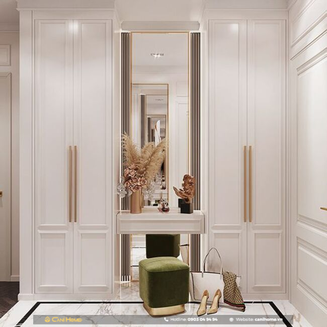 mẫu tủ quần áo kết hợp bàn trang điểm đẹp