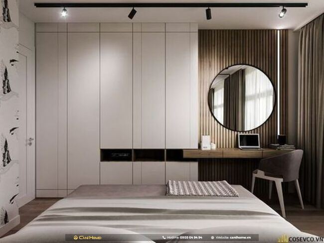 mẫu tủ quần áo kết hợp bàn trang điểm