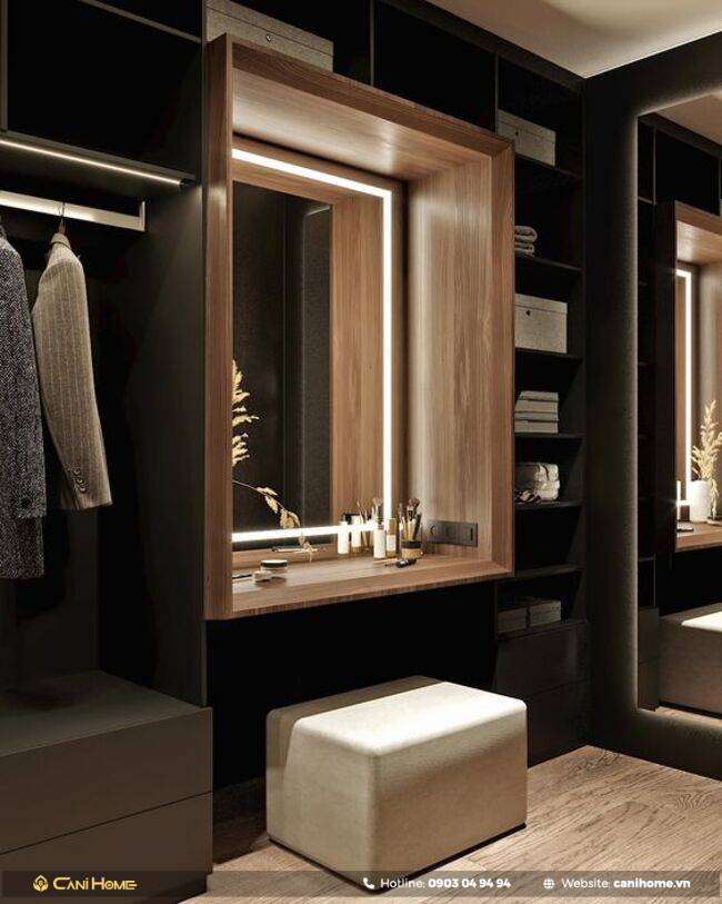 mẫu tủ áo quần liền bàn trang điểm