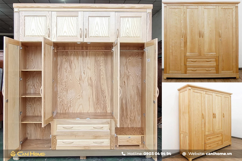 tủ quần áo 3 buồng gỗ tự nhiên
