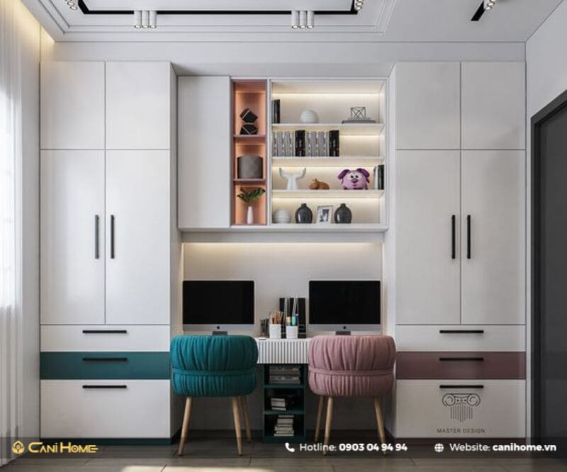 tủ quần áo cho phòng phòng ngủ nhỏ kết hợp giường ngủ