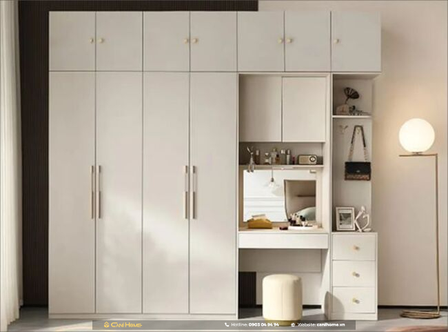 tủ quần áo kèm bàn trang điểm sang trọng