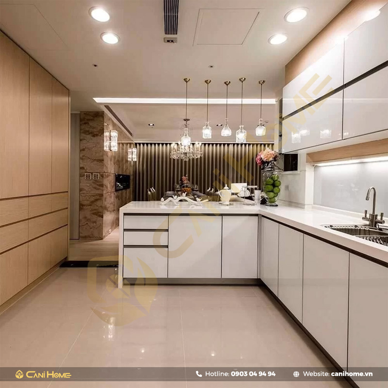 Tủ bếp inox cánh nhựa