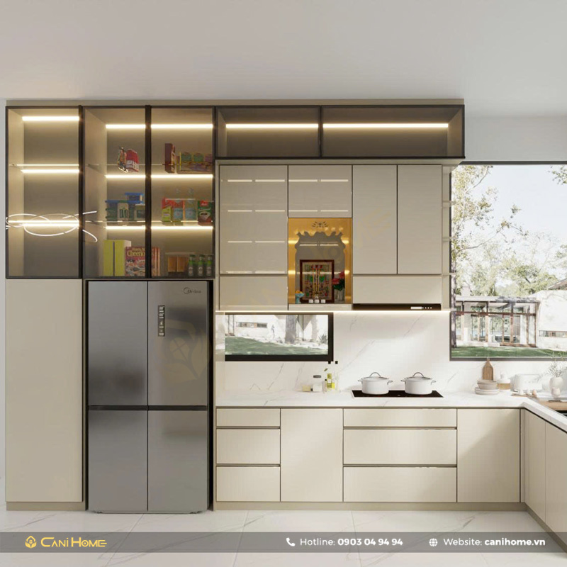 Tủ bếp nhôm sơn tĩnh điện - Ảnh 8