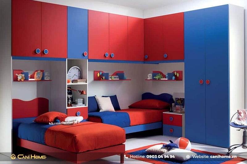 Mẫu tủ quần áo bé trai nhiều tầng