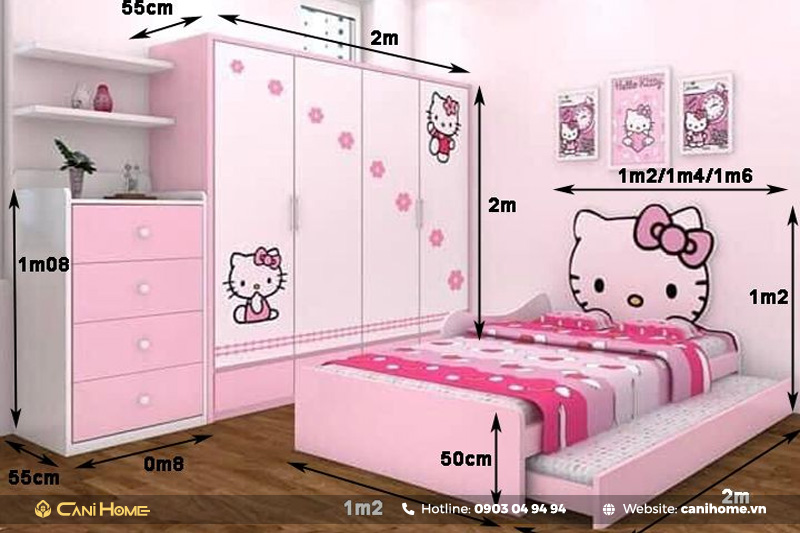 giường bé gái hello kitty giường bé gái hello kitty
