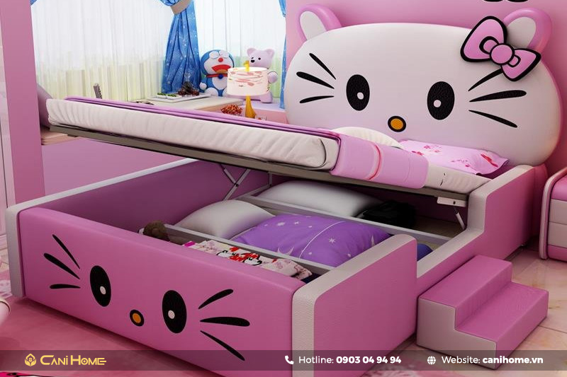 Giường trẻ em bọc da Hello Kitty Giường trẻ em bọc da Hello Kitty