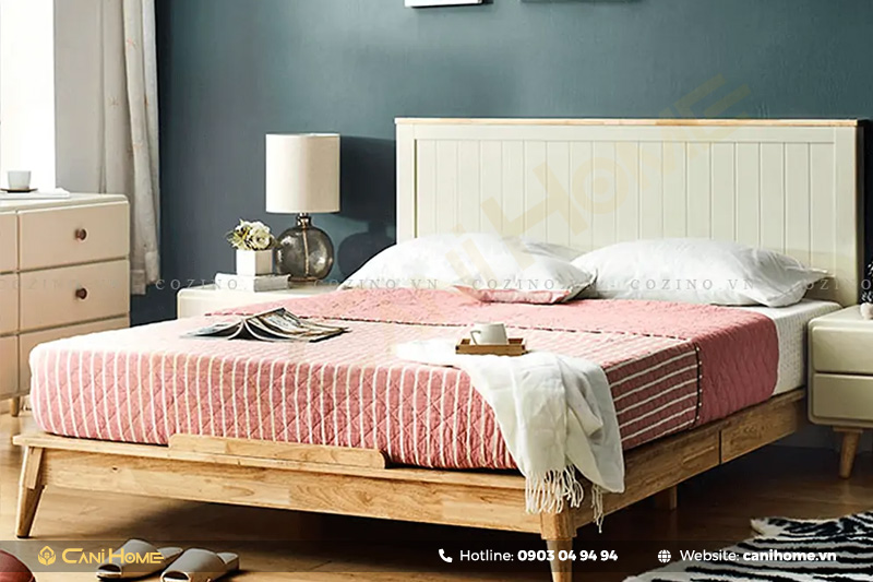 giường gỗ cao su tích hợp giường gỗ cao su tích hợp