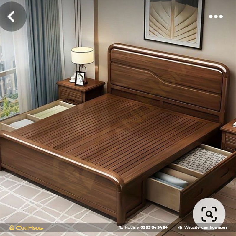 mẫu giường ngủ gỗ óc chó thịnh hành